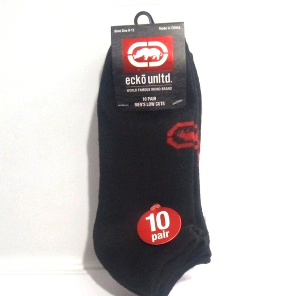 ECKO UNLIMITED MENS BLACK GRAY WHITE LOW CUT SOCKS SET 10-PAIR NWT